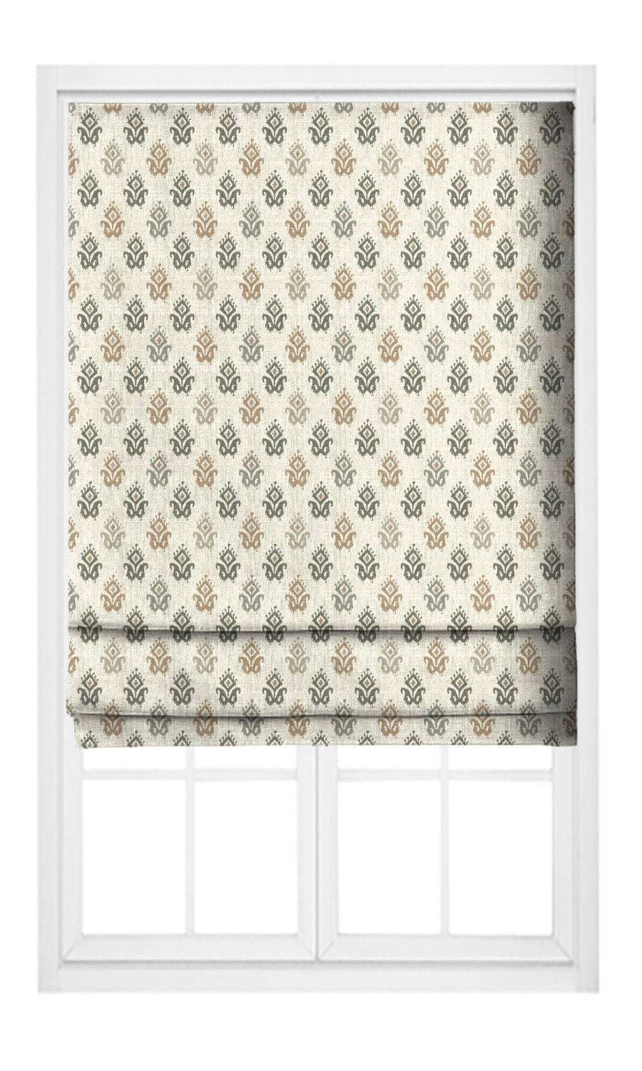 Ikat Paisley Block Print Window Curtains (Cream/ Gray-Green/ Beige) Extra Long Short Wide