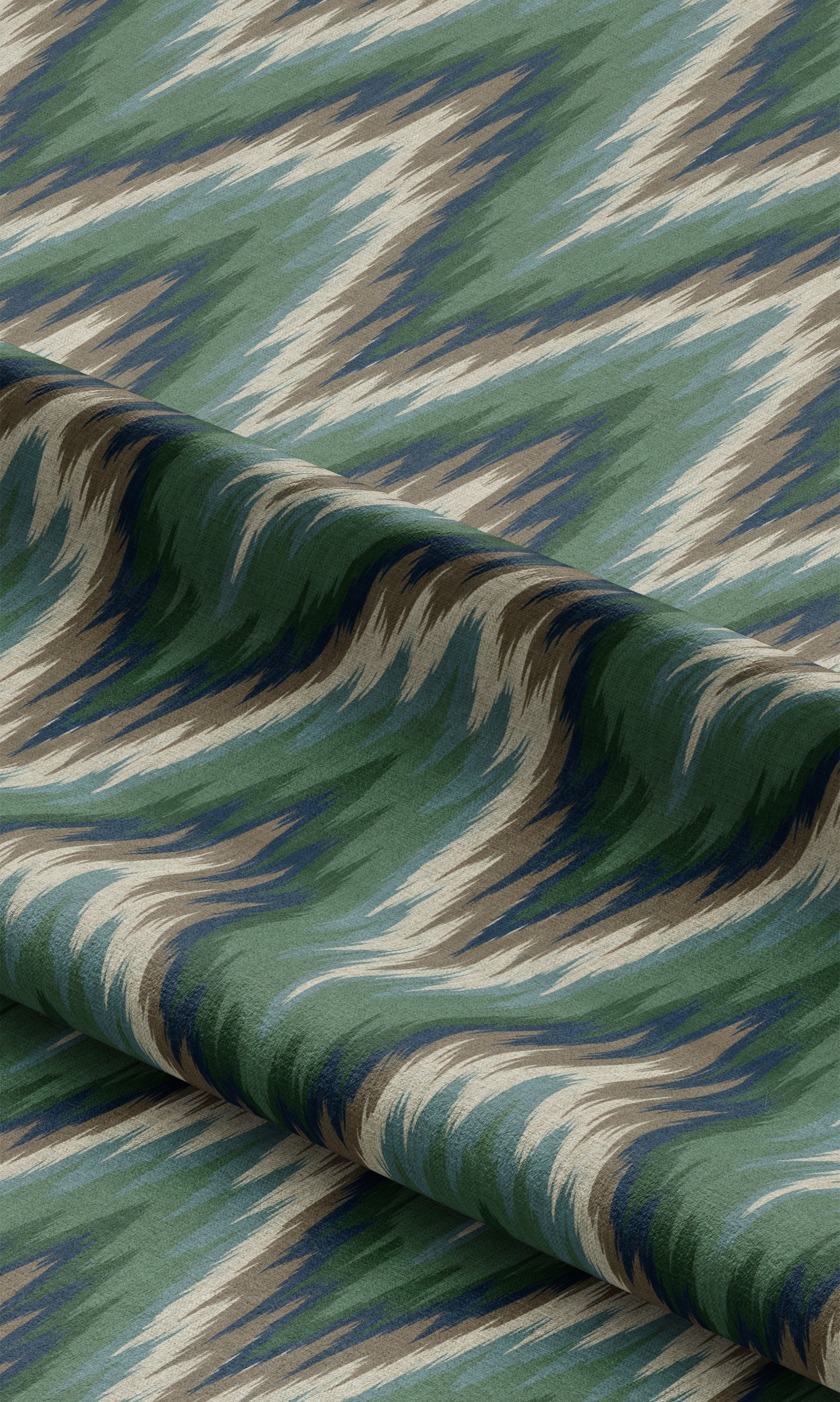 Ikat Chevron Drapes (Green) Extra Long Short Wide