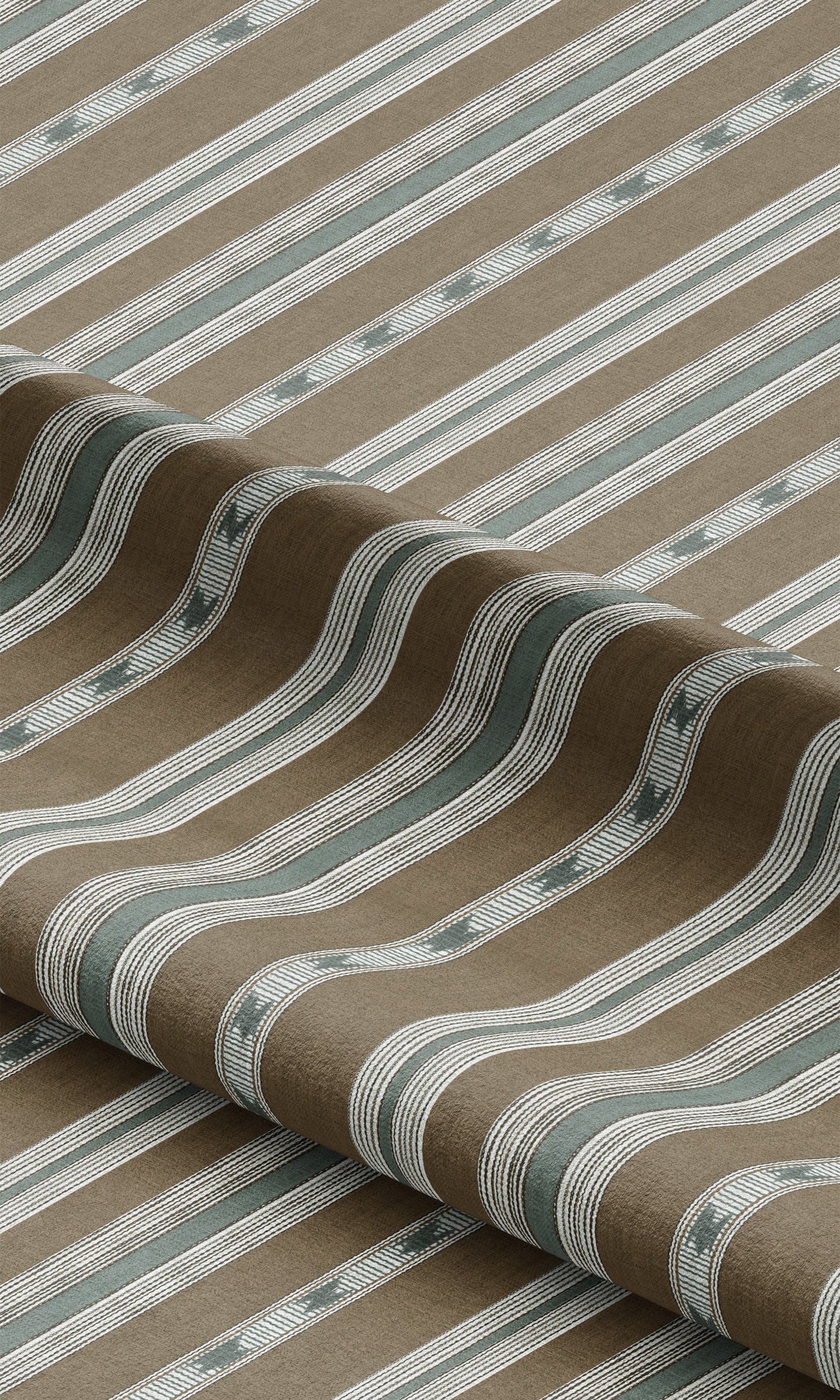 Striped Window Curtains (Cocoa Brown/ White)