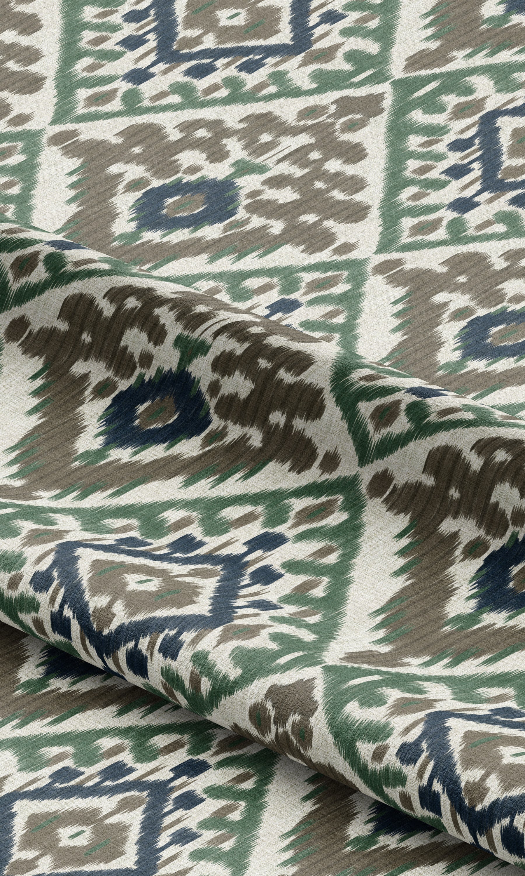 Ikat Argyle Drapes (Forest Green/ Brown/ Navy) Extra Long Short Wide