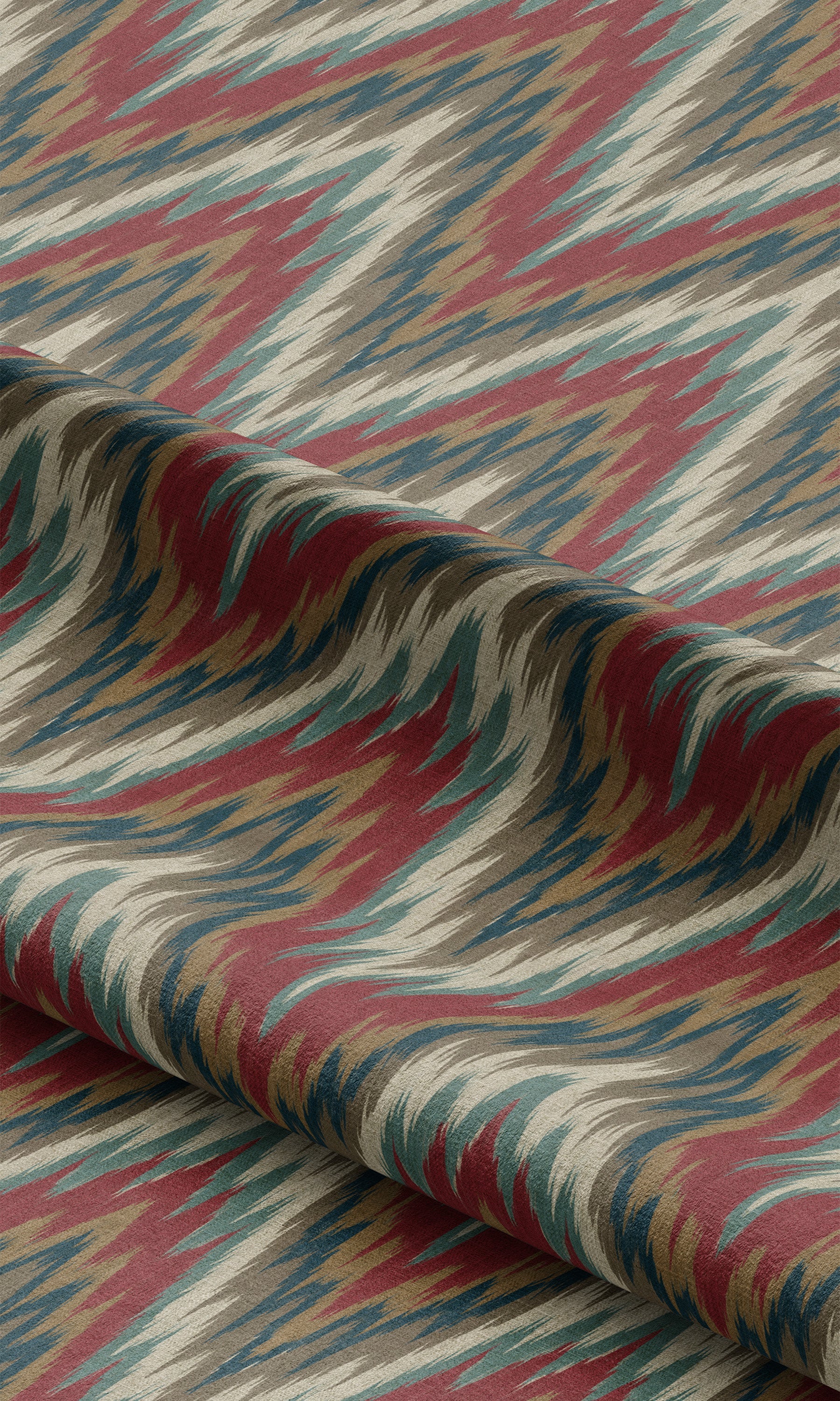 Ikat Chevron Window Curtains (Red/ Blue/ White) Extra Long Short Wide