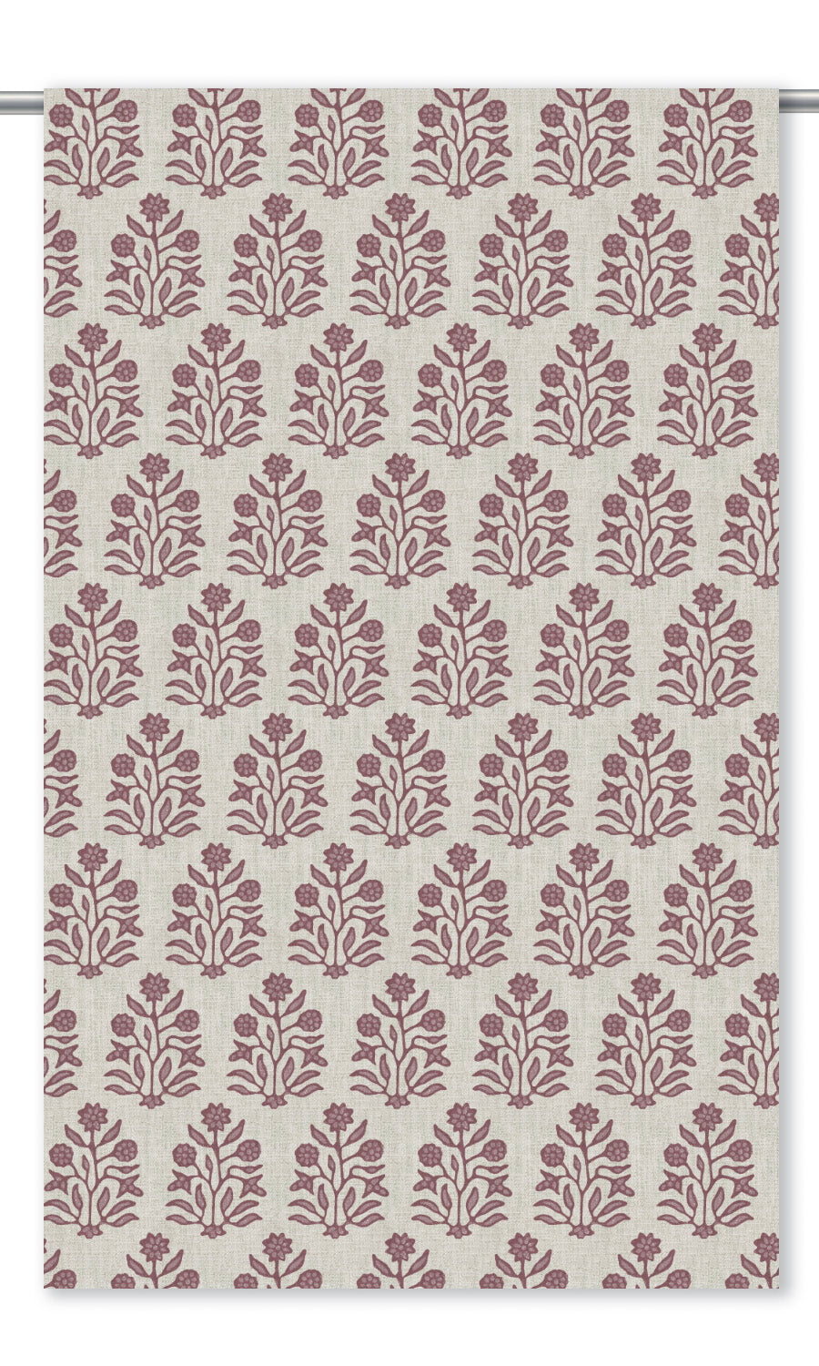 Floral Block Print Window Shades (Cream/ Maroon Red)
