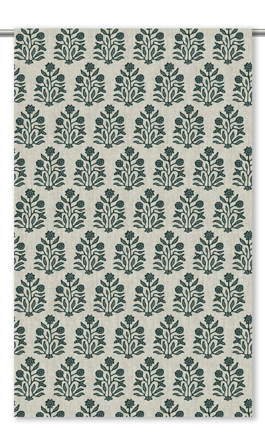 Floral Block Print Roman Shades (Cream/ Green)