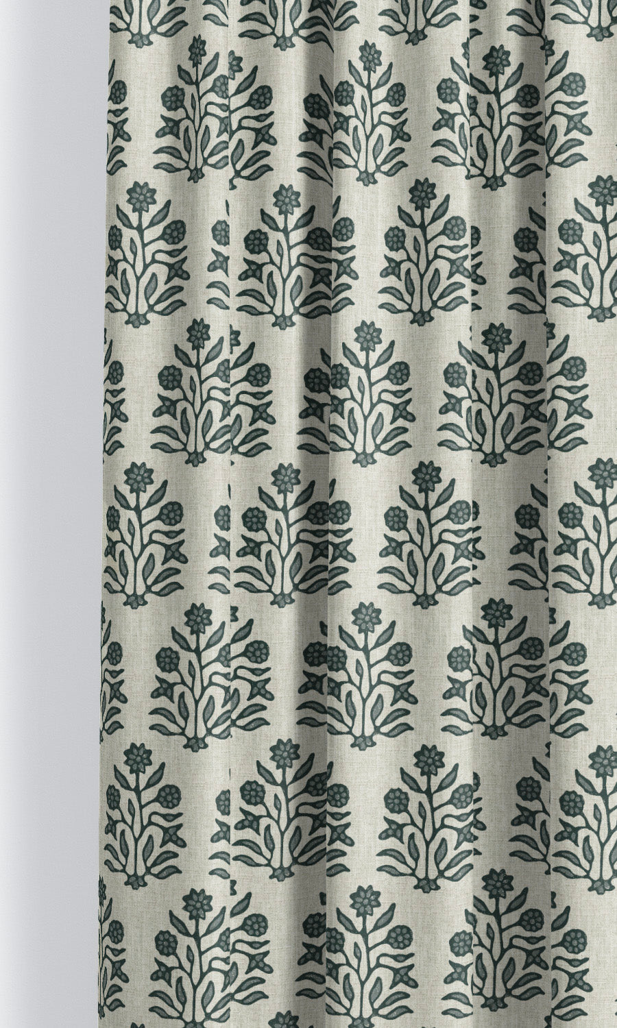 Floral Block Print Roman Shades (Cream/ Green) for Living, Bedroom, Kitchen, Bathroom