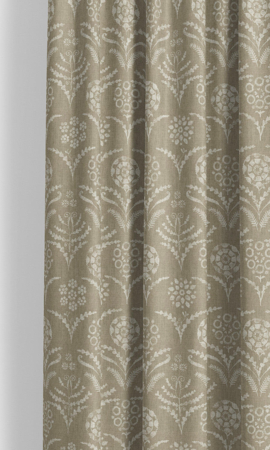 Floral Block Print Window Shades (Tortilla Brown/ Cream) for Living, Bedroom, Kitchen, Bathroom