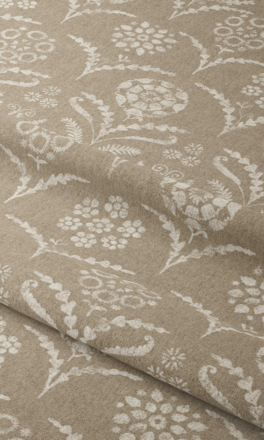 Floral Block Print Window Shades (Tortilla Brown/ Cream) Extra Long Short Wide