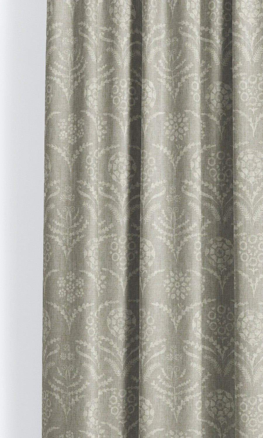 Floral Block Print Drapes for Living, Bedroom, Kitchen, Bathroom (Greige/ Cream)