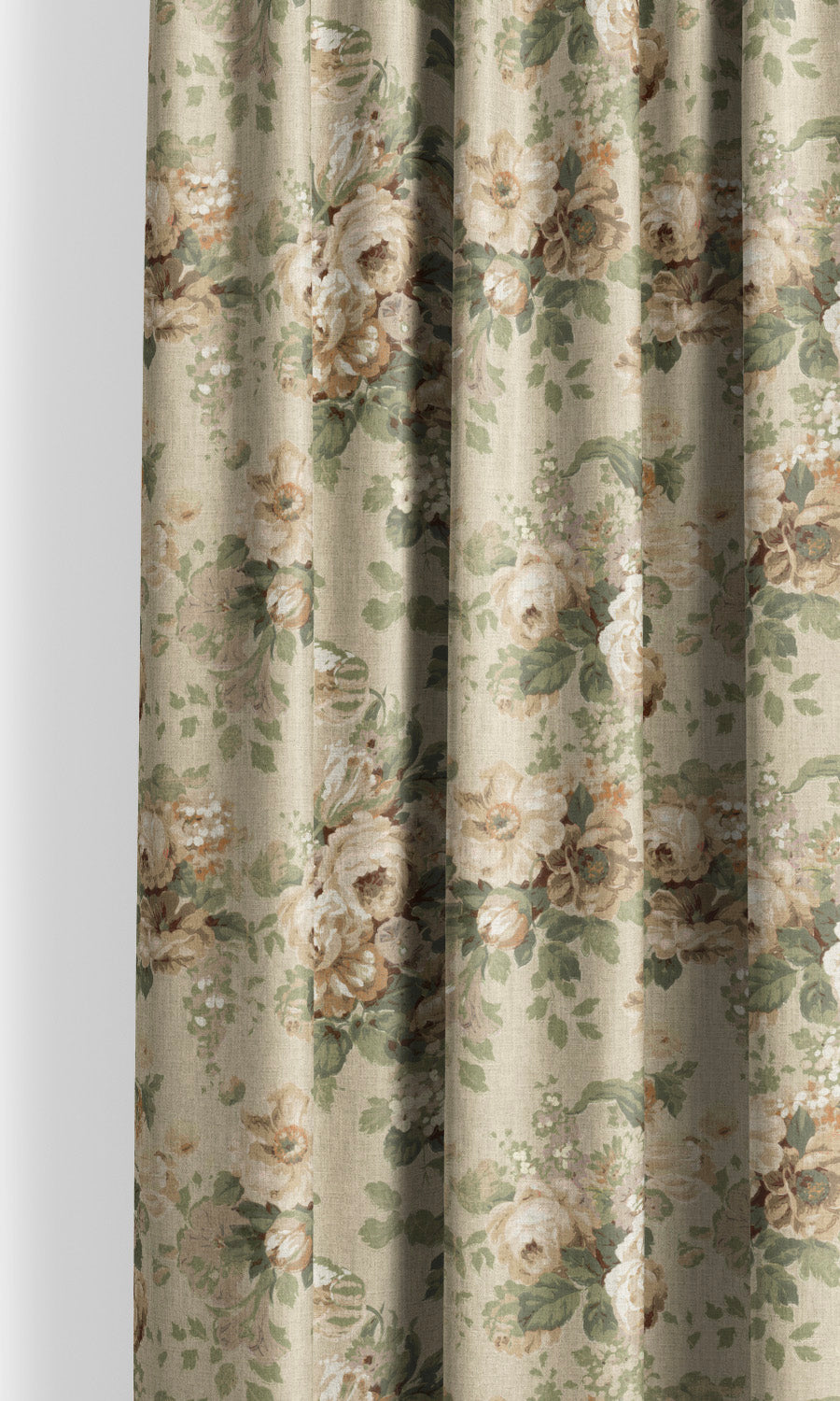 English Floral Roman Shades (Beige/ Green) for Living, Bedroom, Kitchen, Bathroom