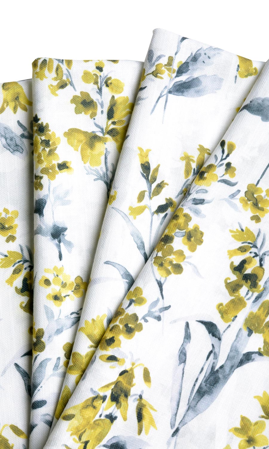Floral Print Custom Curtains (Yellow/ Gray)