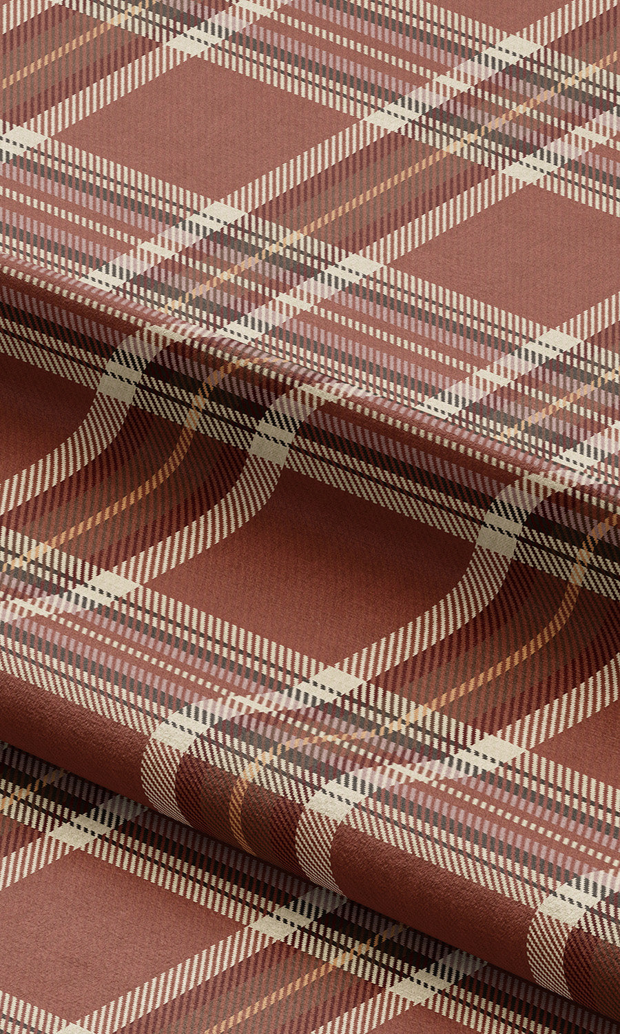 Tartan Plaid Curtain Panels (Russet Red/ Brown) Extra Long Short Wide