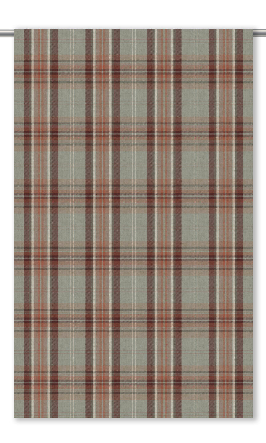 Tartan Plaid Window Curtains (Sage Gray/ Maroon Red)
