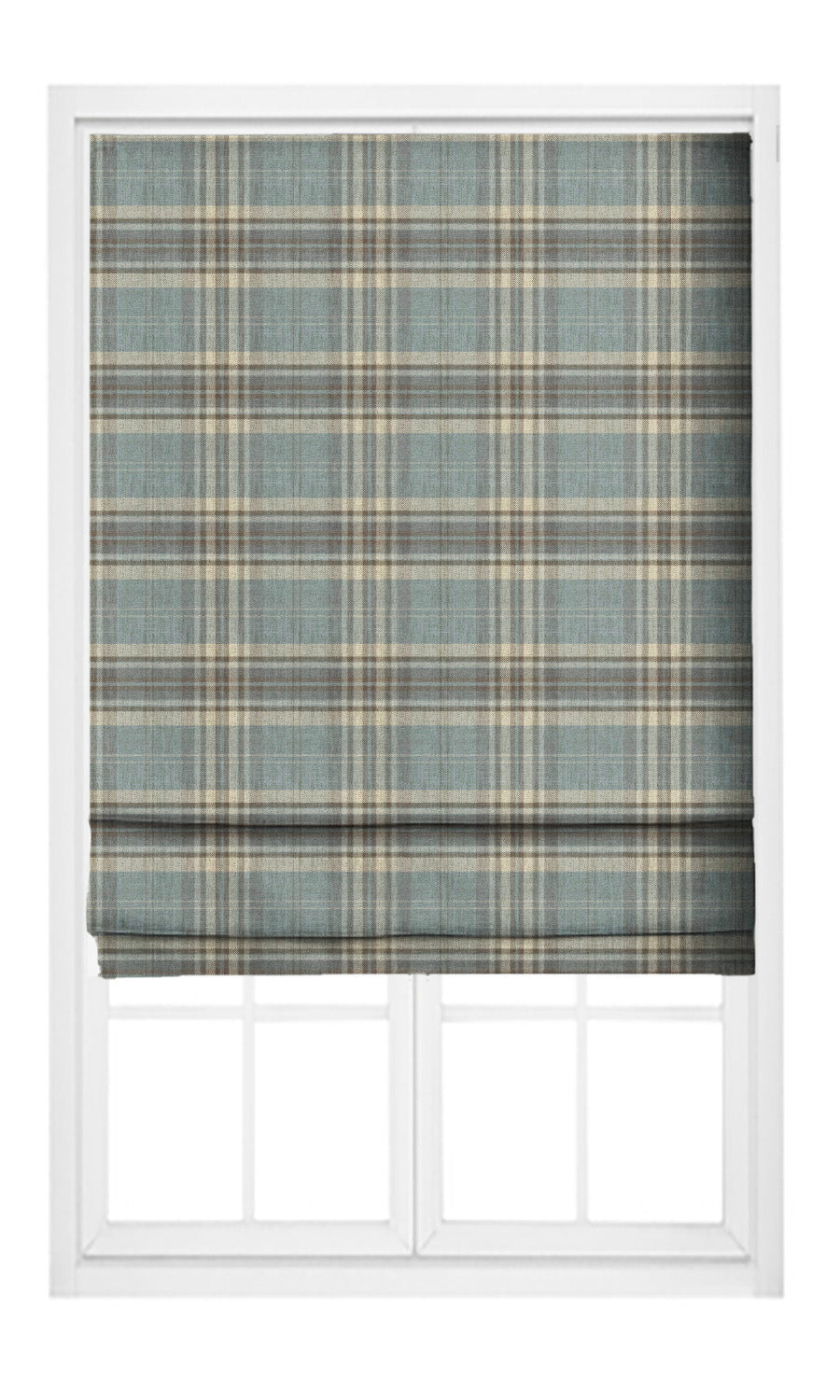 Tartan Plaid Flat, Plain, Fake, Faux, European Relaxed Roman Shades (Blue/ Gray)
