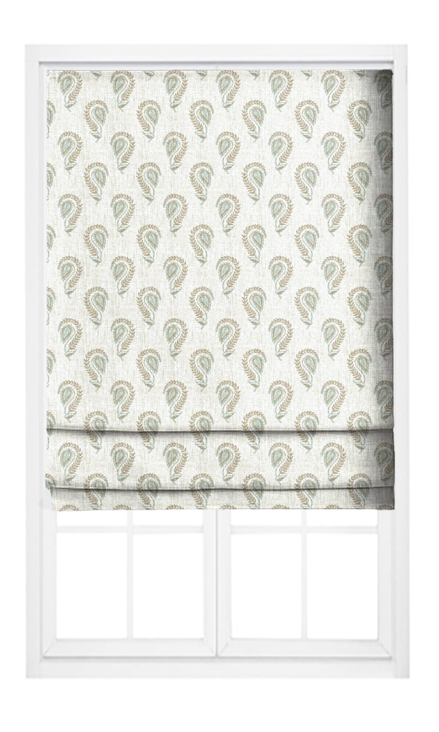 Floral Paisley Pinch Pleat, Rod Pocket, Eyelet Curtains (Warm White/ Powder Blue)