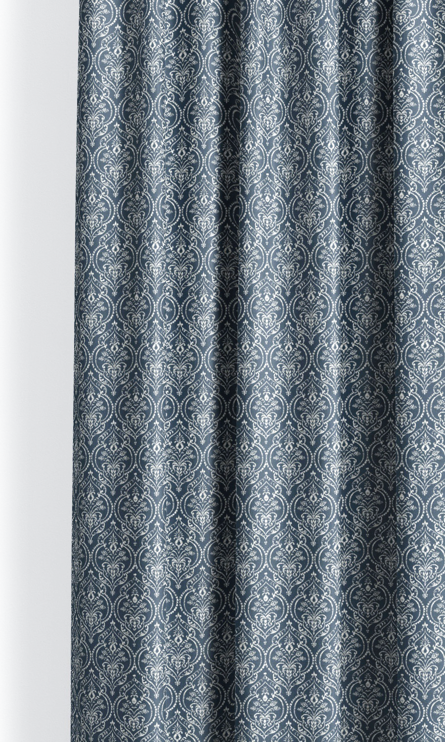 Floral Damask Window Curtains for Living, Bedroom, Kitchen, Bathroom (Navy Blue)