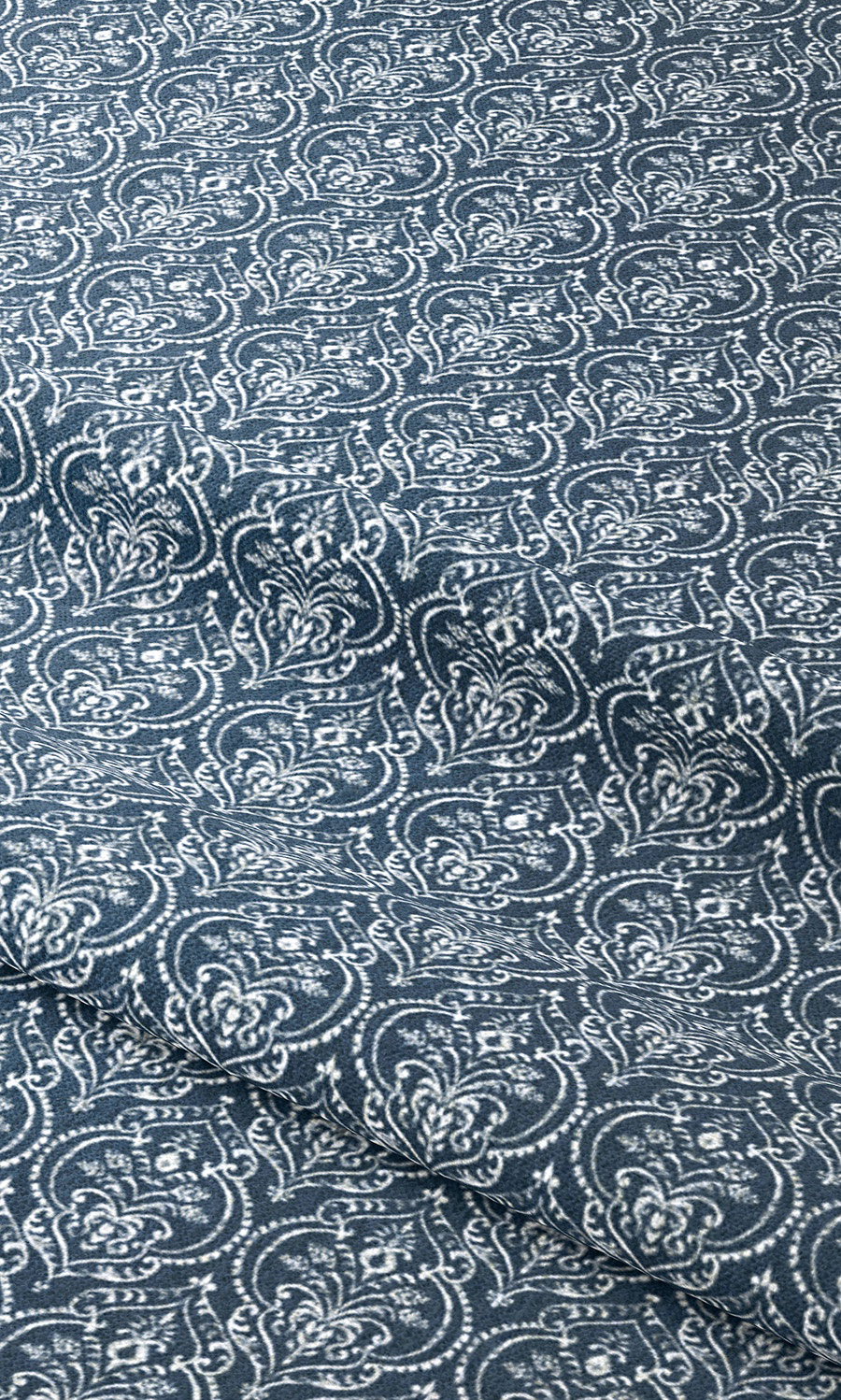 Floral Damask Window Curtains (Navy Blue) Extra Long Short Wide