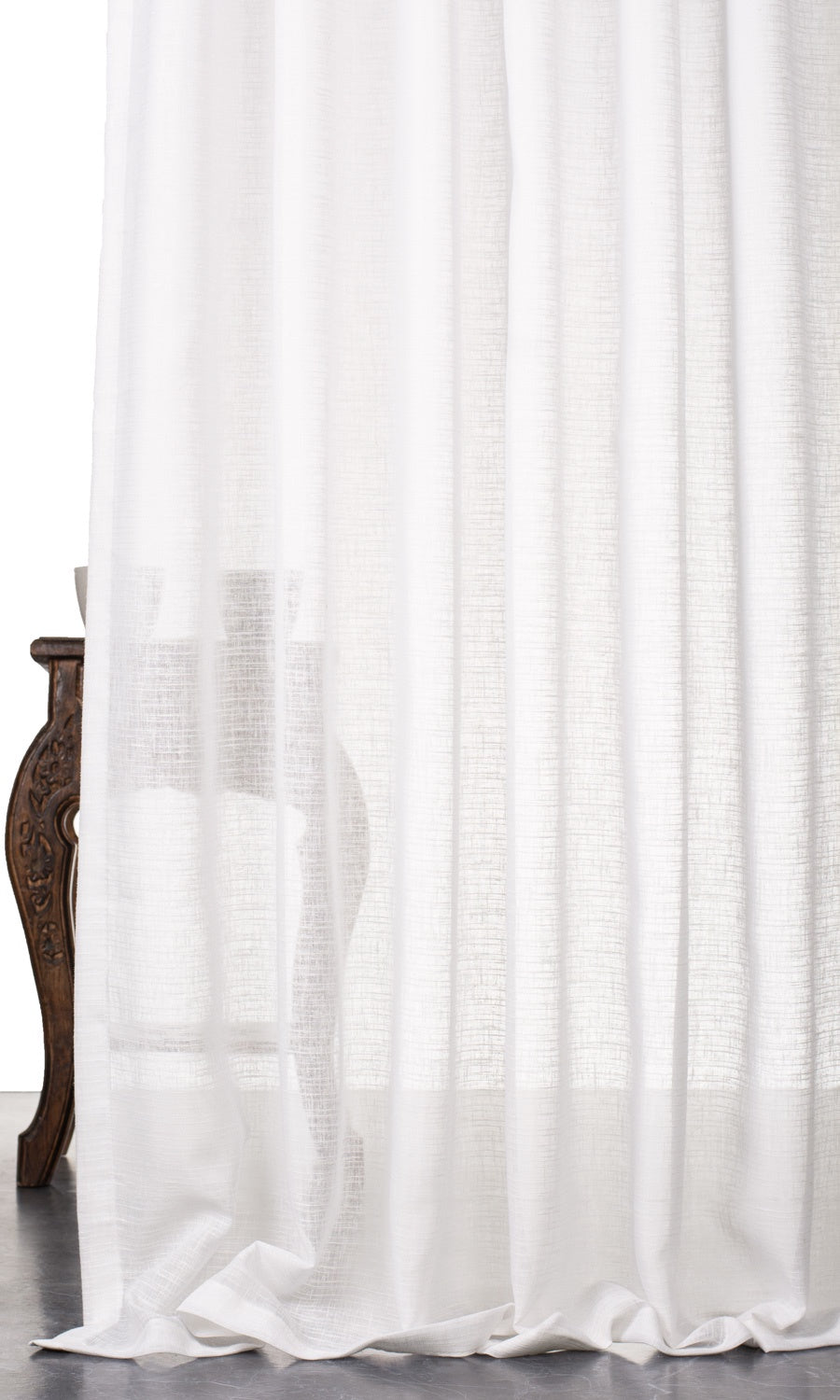 Plain Linen-Texture Sheer Drapery for Living, Bedroom, Kitchen, Bathroom (White)