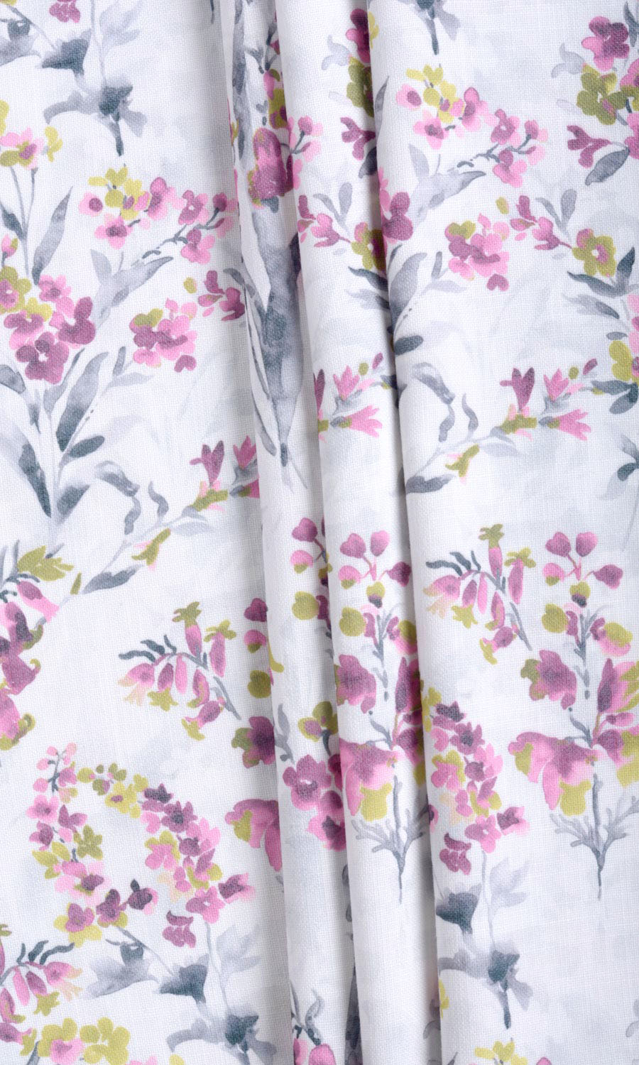 Floral Print Curtains / Drapes / Window Drapery Panels (Pink/ Grey)