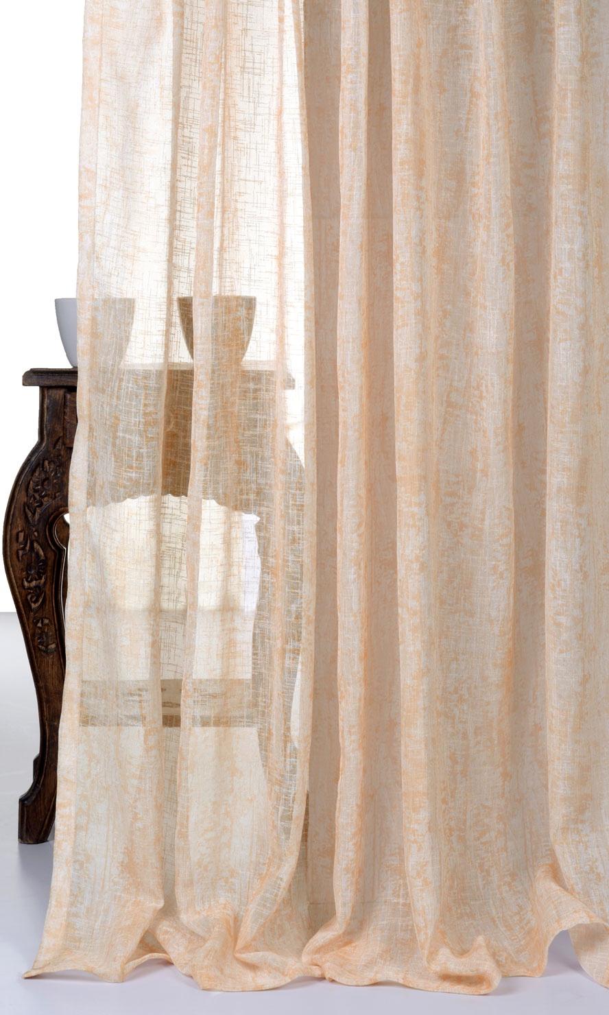 Textured Sheer Pinch Pleat, Rod Pocket, Eyelet Curtains (Peachy Orange)