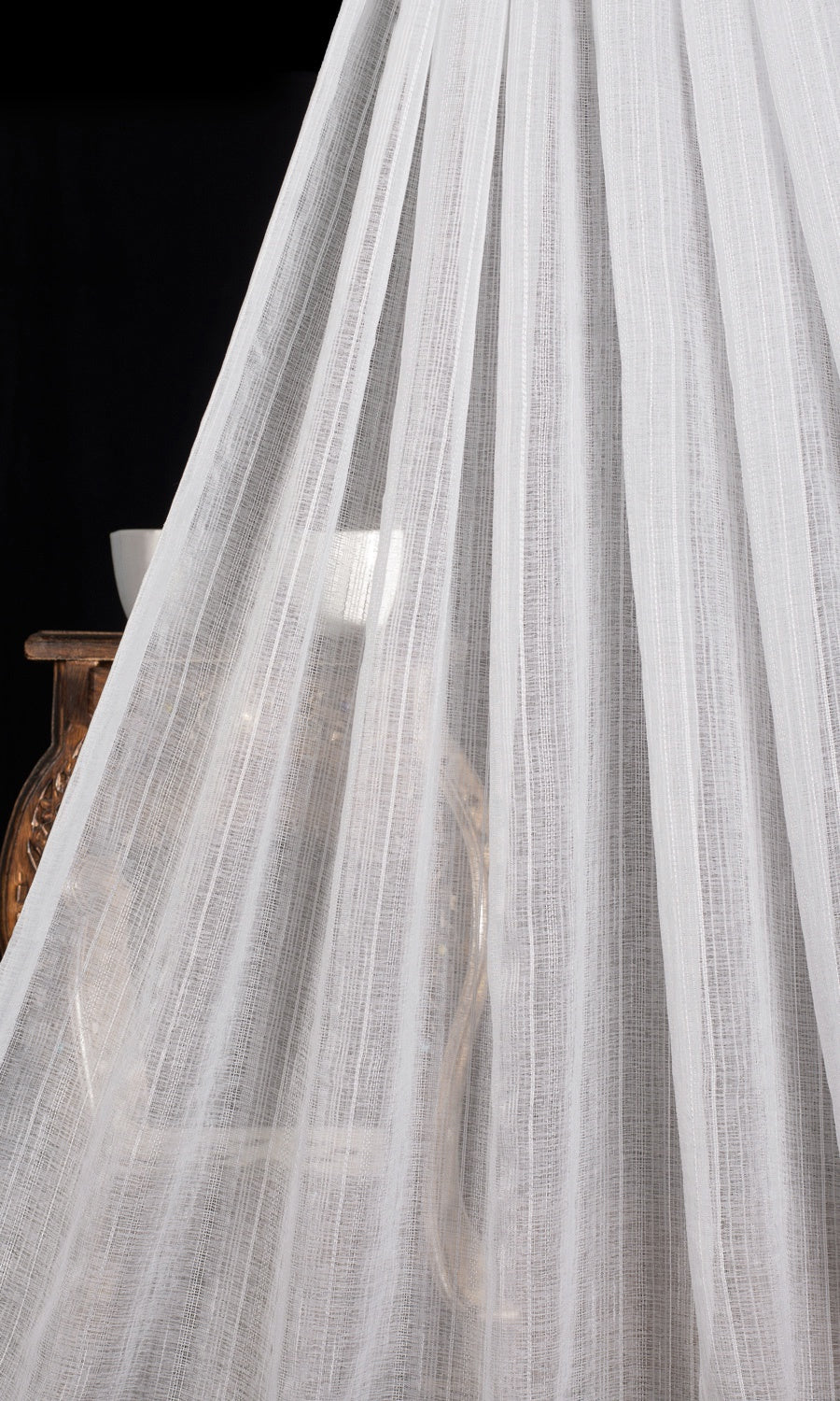 Textured Sheer Pinch Pleat, Rod Pocket, Eyelet Curtains (White)