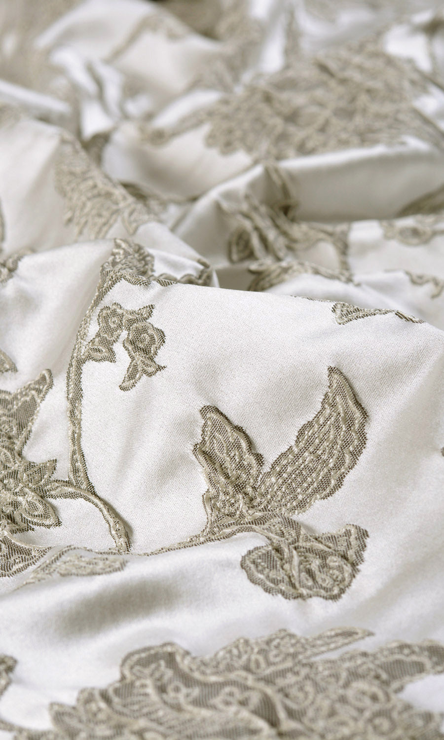 Floral Custom Curtains (White/ Silver/ Gray)