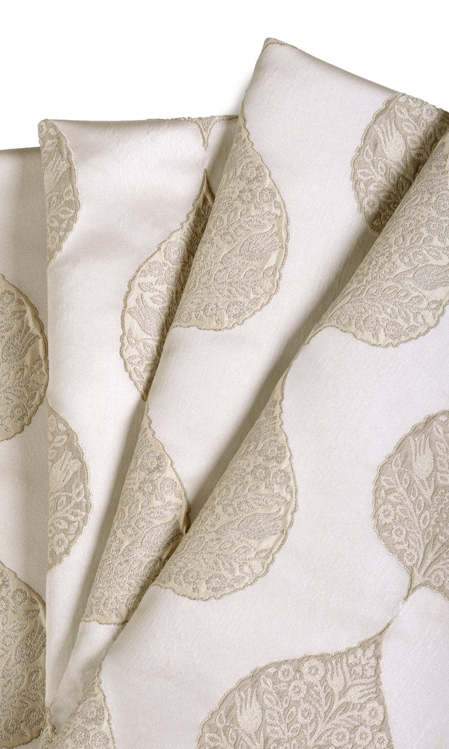 Ogee Patterned Pinch Pleat, Rod Pocket, Eyelet Curtains (Ivory/ Beige)