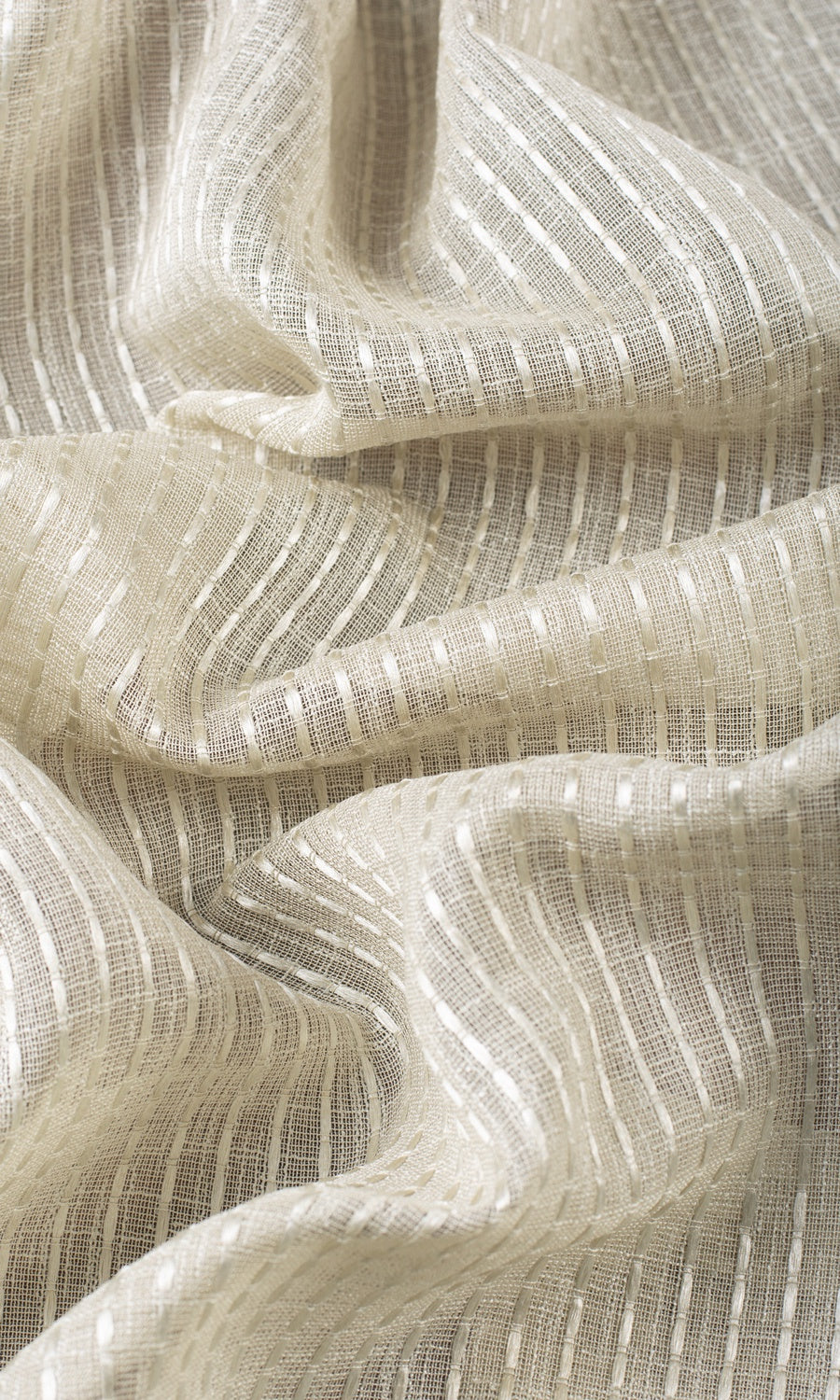Striped Embroidery Sheer Curtains / Drapes / Window Drapery Panels (Pale Beige)