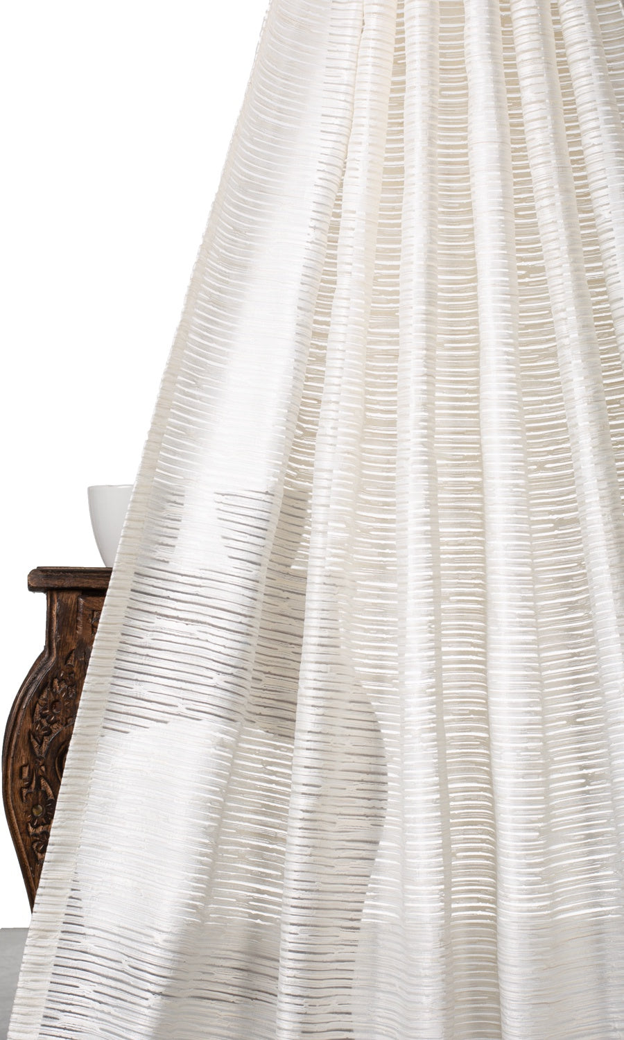 Striped Sheer Window Curtains (Cream)
