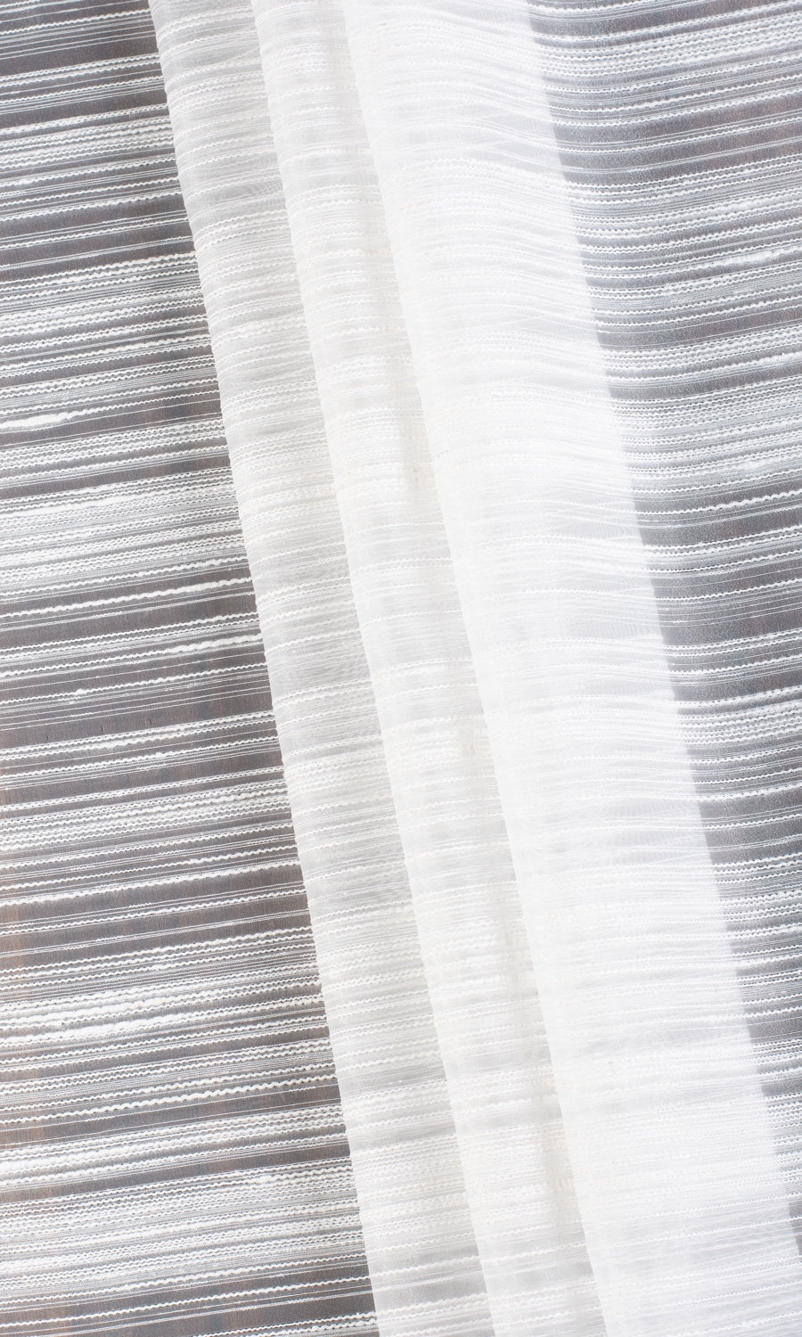 Striped Sheer Curtain Panels (White) Extra Long Short Wide