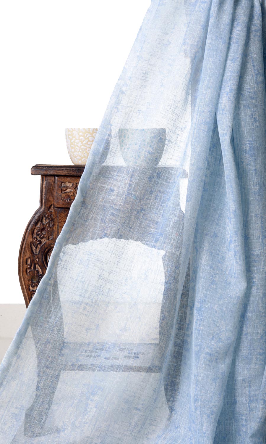 Sheer Window Curtains for Living, Bedroom, Kitchen, Bathroom (Blue)