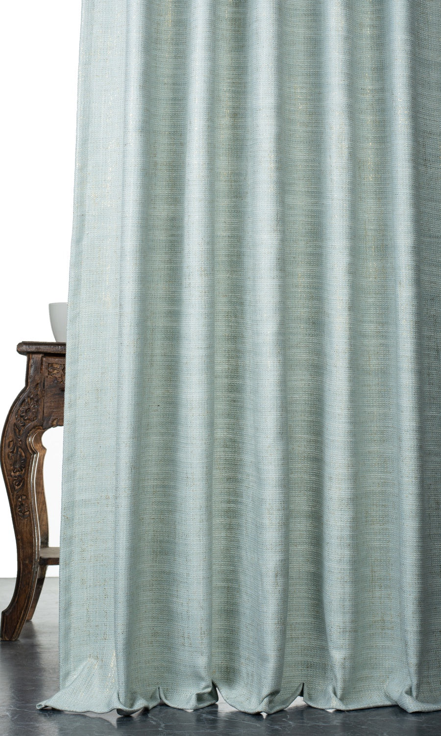 Metallic Print Poly-Linen Drapery for Living, Bedroom, Kitchen, Bathroom (Powder Blue)
