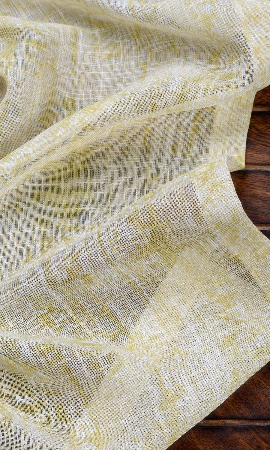 Textured Sheer Pinch Pleat, Rod Pocket, Eyelet Curtains (Yellow-Green)