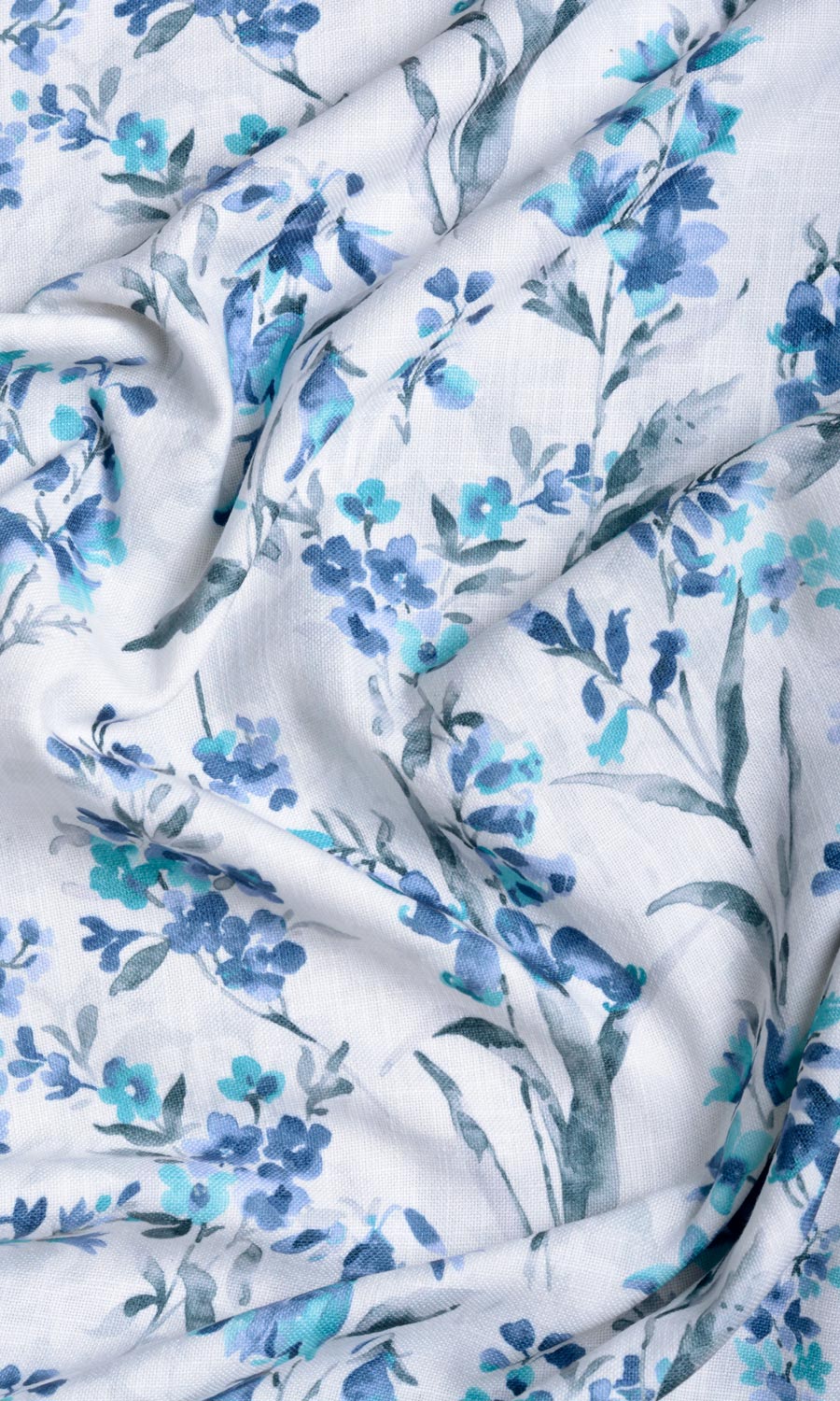 Floral Print Any Size Style Curtains (Blue/ Grey)