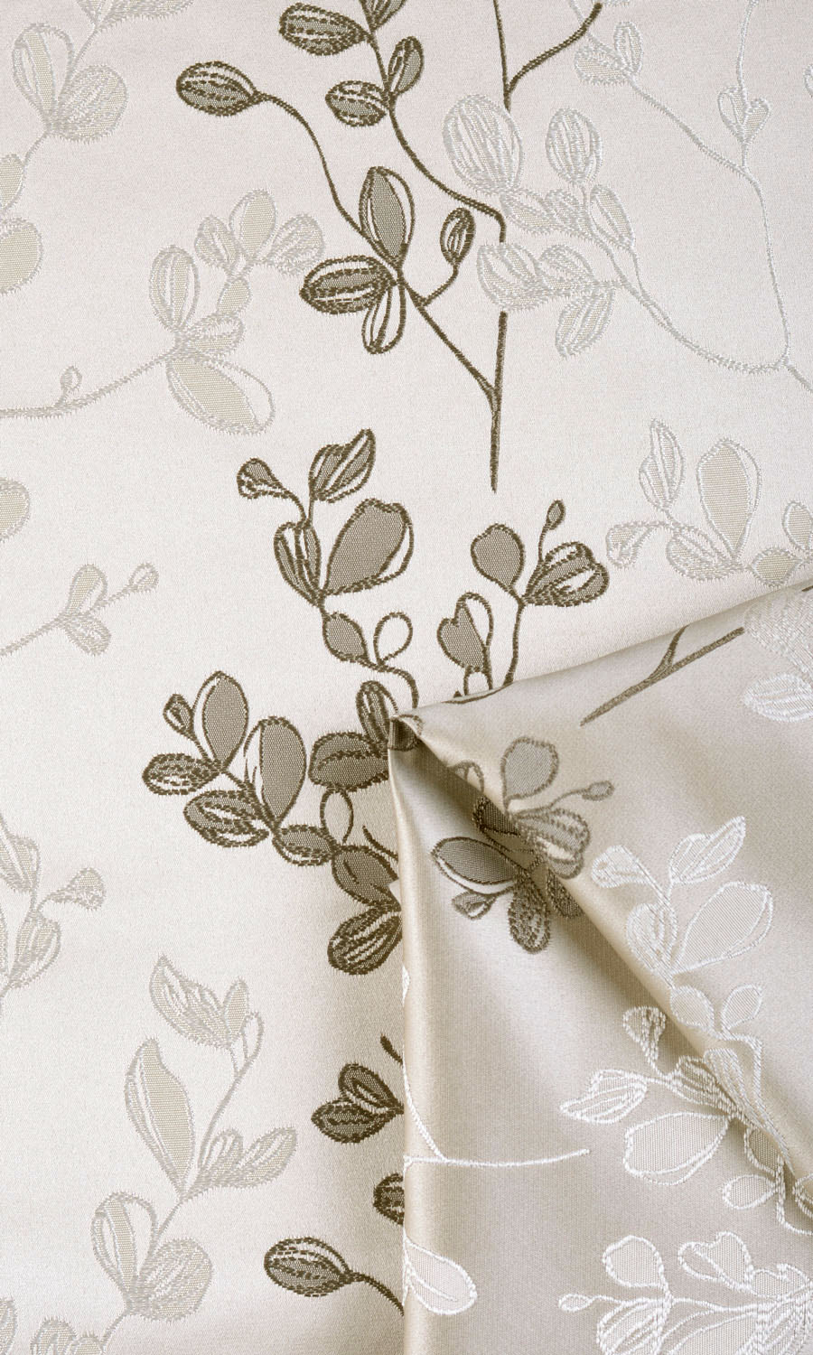 Floral Pinch Pleat, Rod Pocket, Eyelet Curtains (Beige/ Brown)