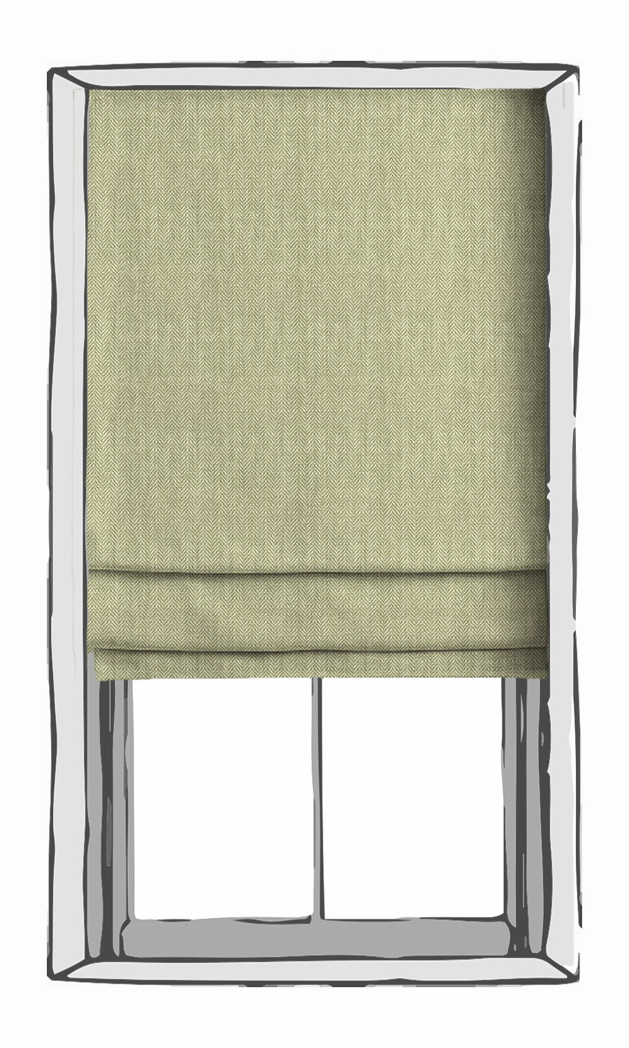 Herringbone Textured Window Curtains for Living, Bedroom, Kitchen, Bathroom (Green)