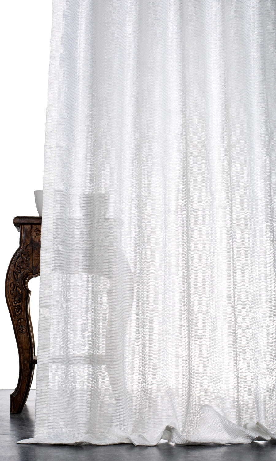 Textured Sheer Drapery (White)