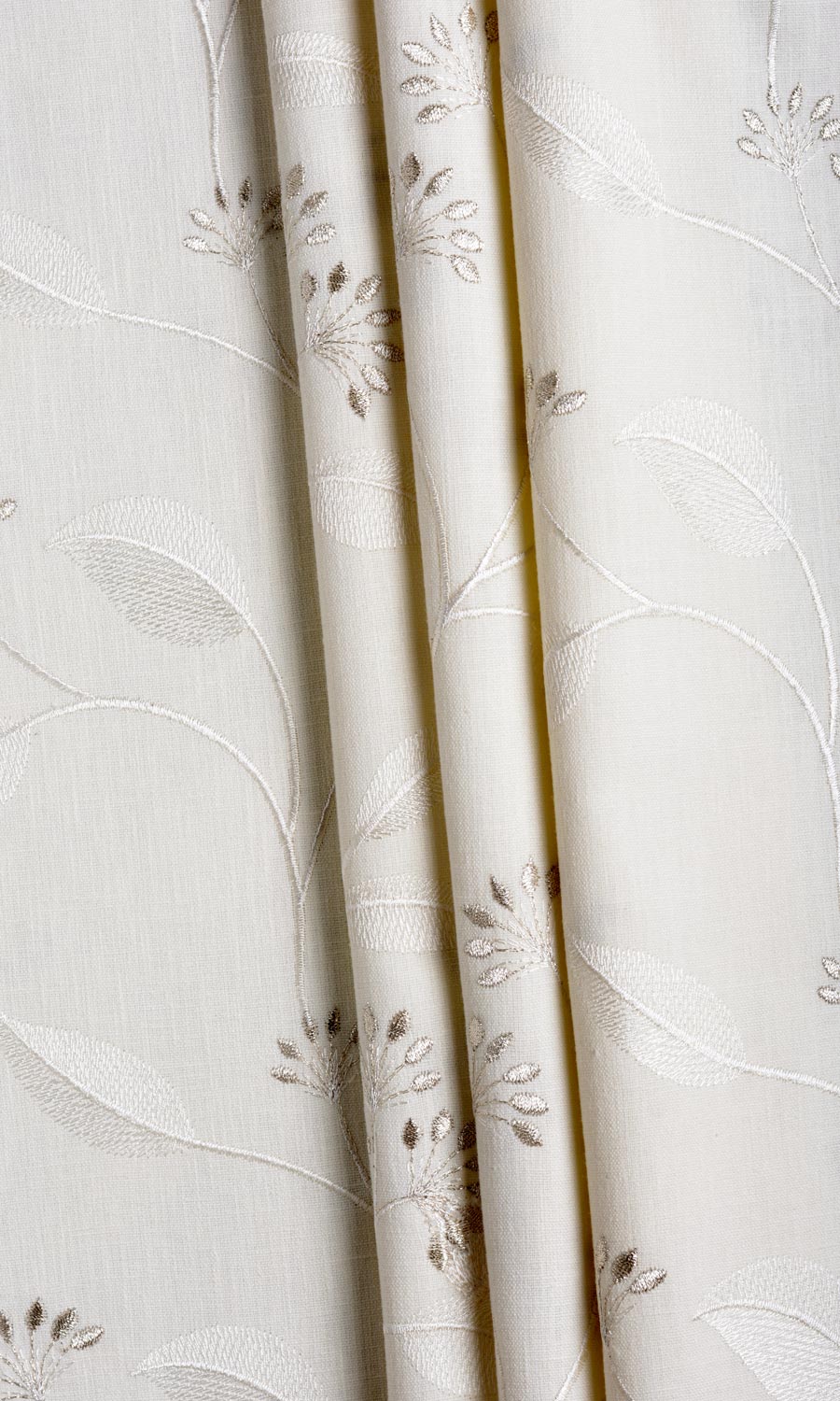 Floral Embroidery Curtains / Drapes / Window Drapery Panels (White/ Cream)