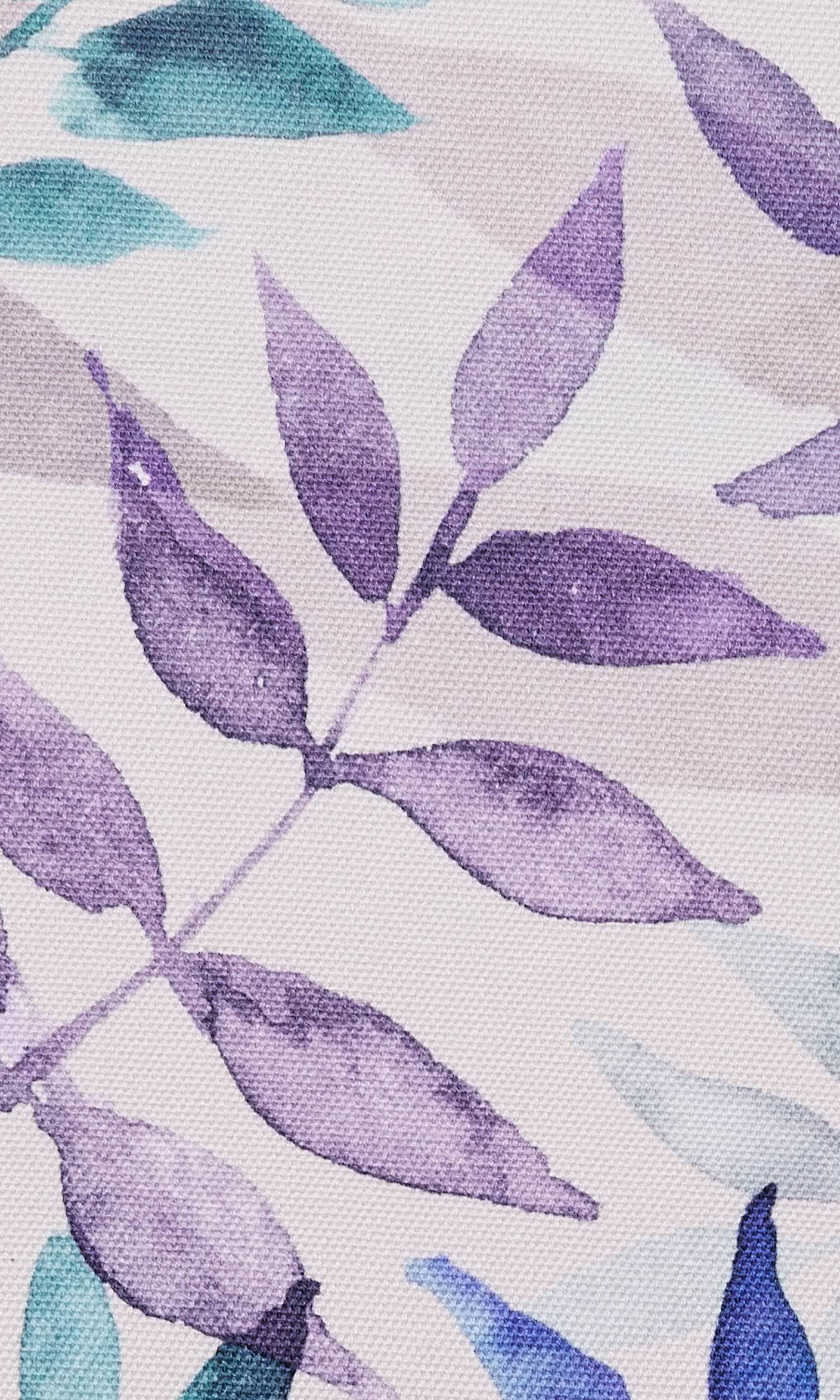 Floral Cotton Pinch Pleat, Rod Pocket, Eyelet Curtains (Purple/ Blue/ Gray)