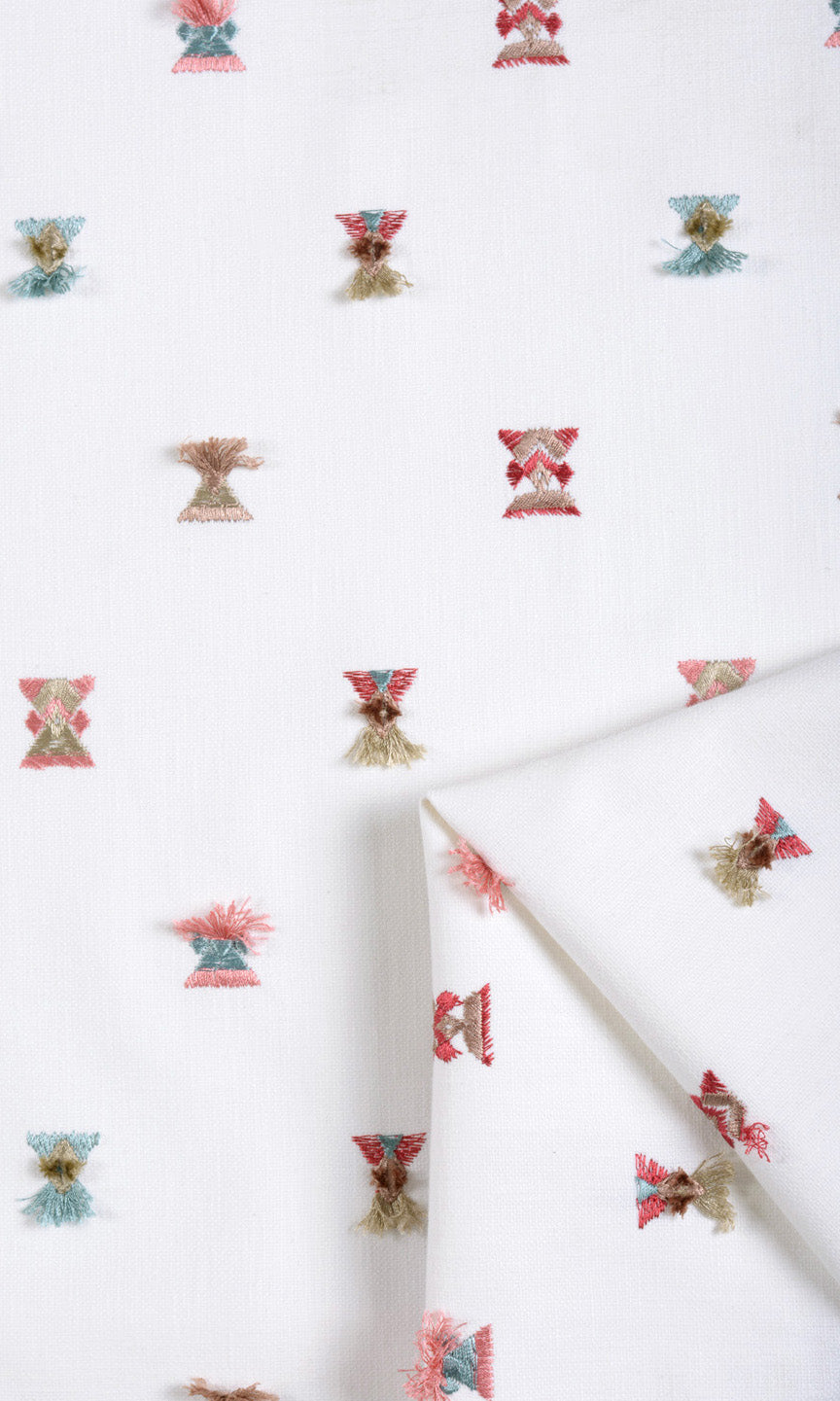 Embroidered Curtains / Drapes / Window Drapery Panels (Red/ Pink/ Blue/ White)