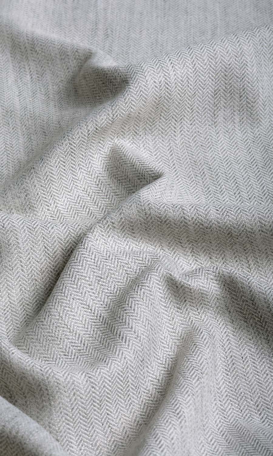 Herringbone Textured Any Size Style Curtains (Smoke White)