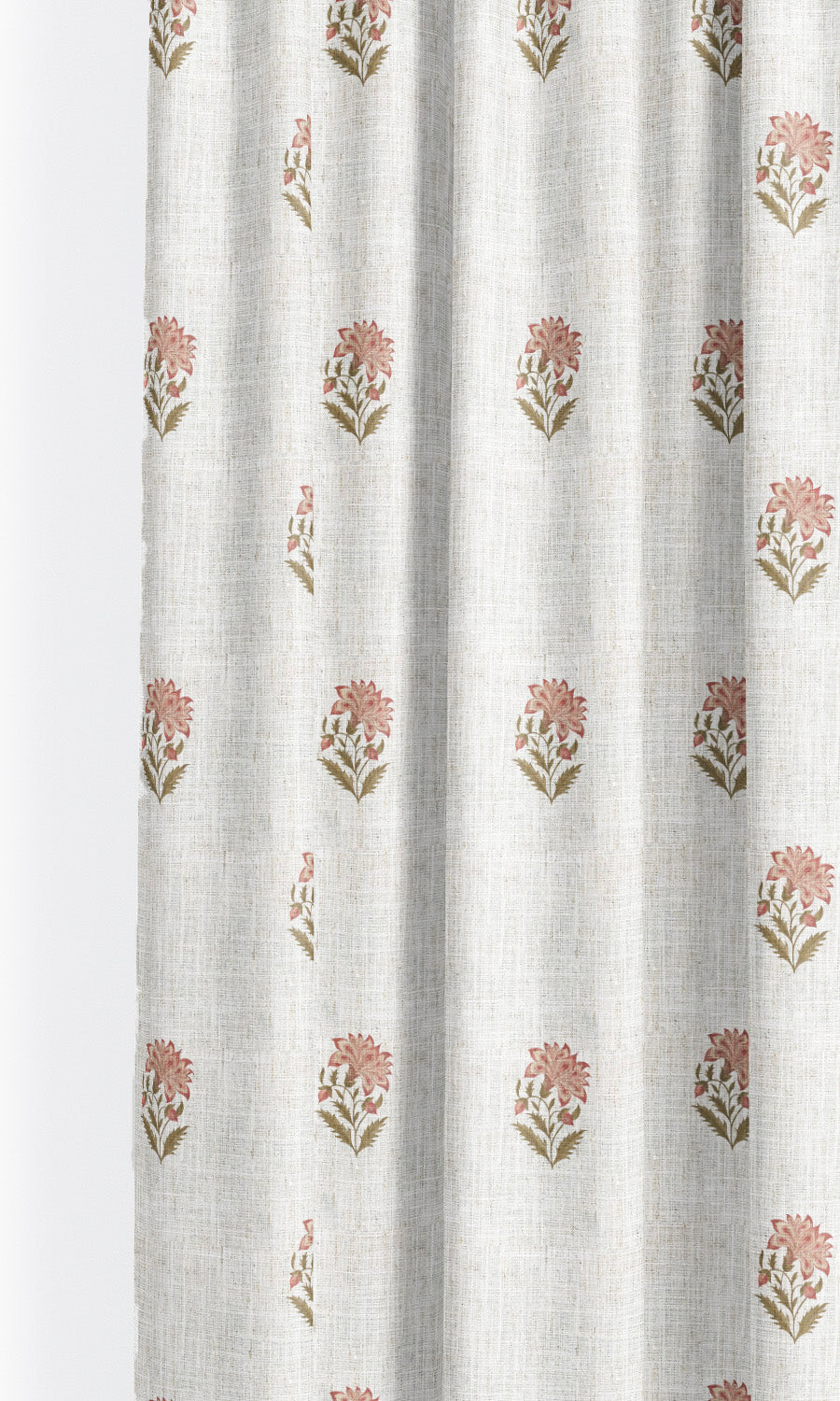 Floral Block Print Window Blinds (Cream/ Blush Red) for Living, Bedroom, Kitchen, Bathroom