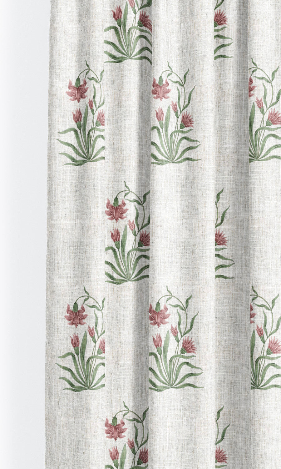 Floral Block Print Window Shades (Cream/ Burgundy Red/ Green) for Living, Bedroom, Kitchen, Bathroom