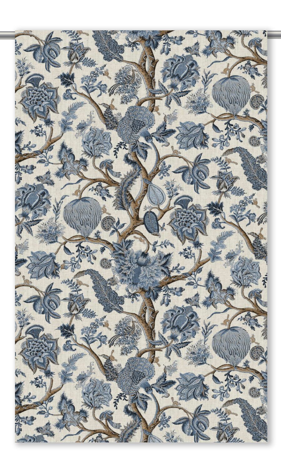 Floral Drapes (Indigo Blue/ Tawny Brown)