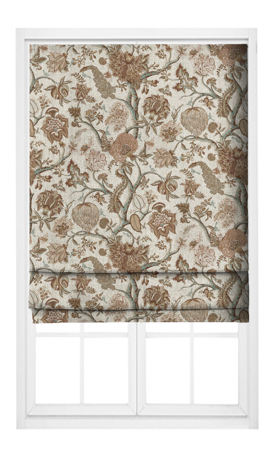 Floral Flat, Plain, Fake, Faux, European Relaxed Roman Shades (Burnt Orange/ Powder Blue)