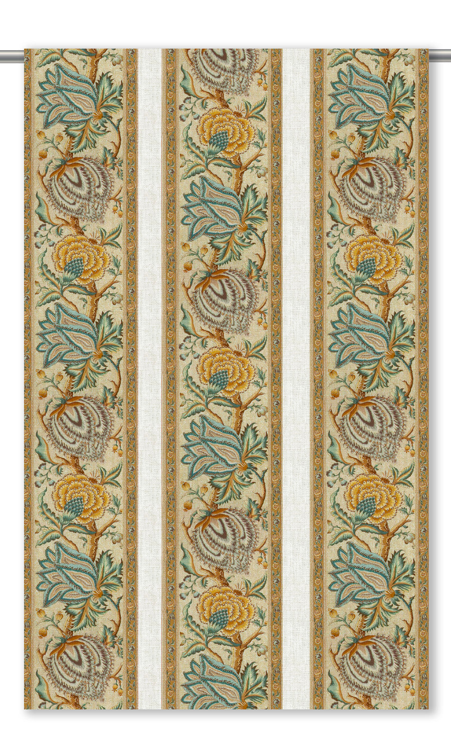 French Floral Stripes Window Shades (Honey Yellow/ Stone Blue/ Beige)