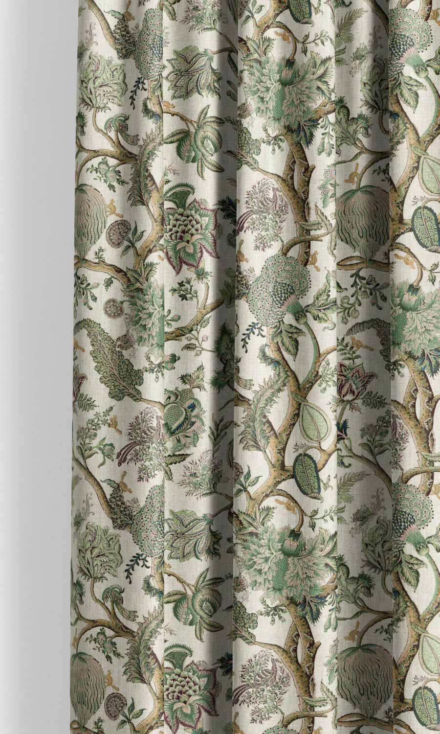 Floral Window Curtains for Living, Bedroom, Kitchen, Bathroom (Leaf Green/ Tawny Brown)