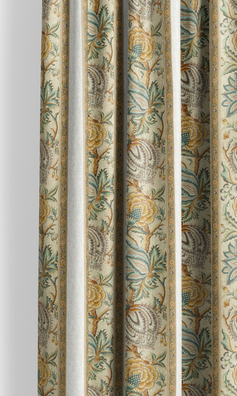 French Floral Stripes Drapes for Living, Bedroom, Kitchen, Bathroom (Honey Yellow/ Stone Blue/ Beige)