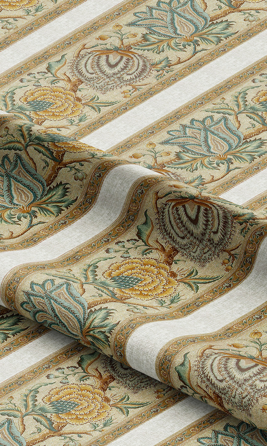 French Floral Stripes Window Shades (Honey Yellow/ Stone Blue/ Beige) Extra Long Short Wide