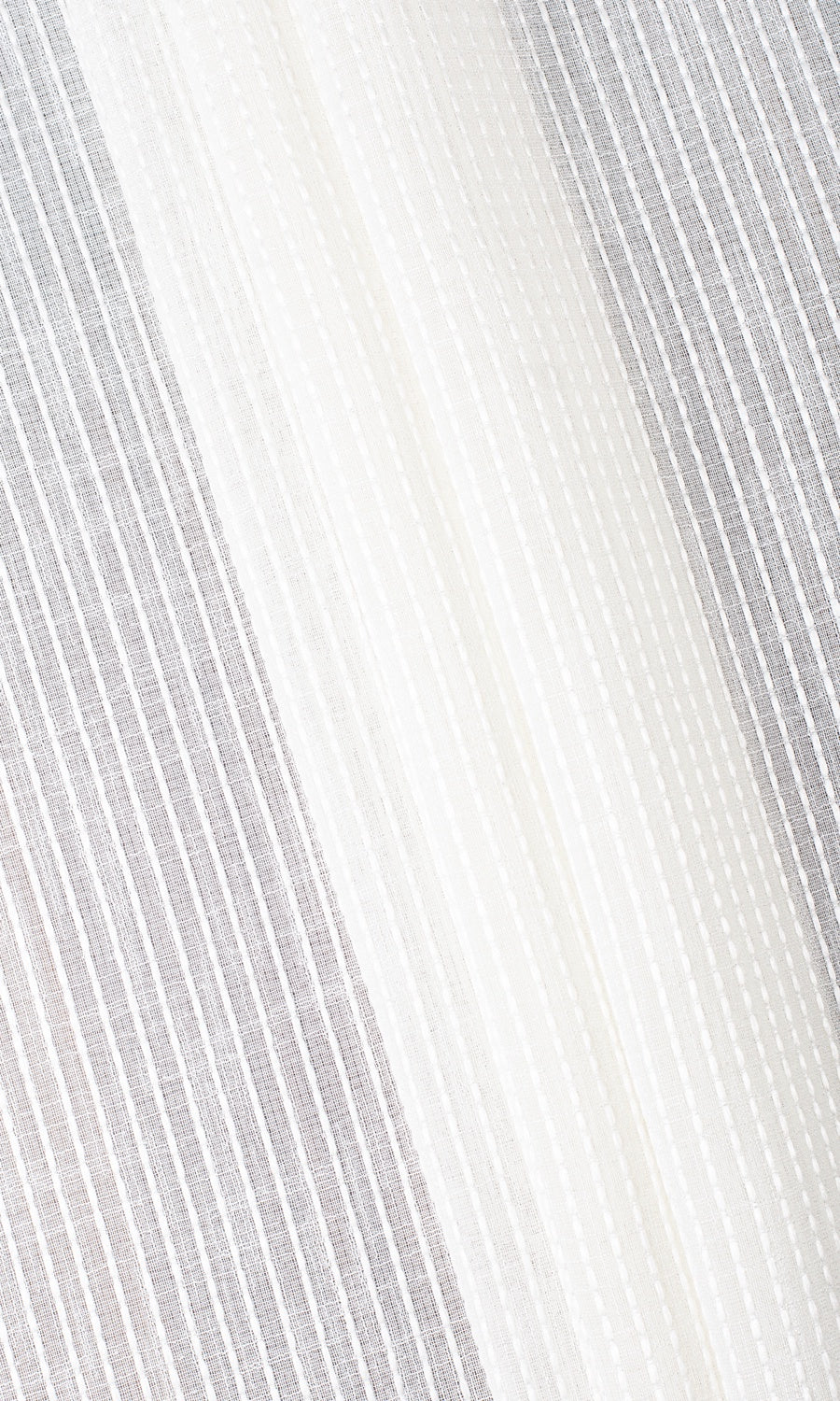Embroidered Striped Sheer Window Curtains (Pearl White) Extra Long Short Wide