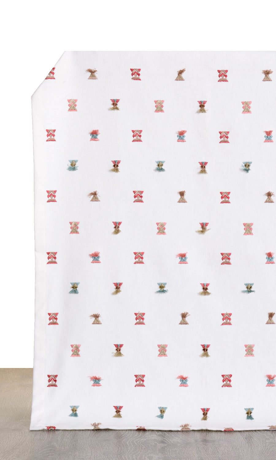 Embroidered Any Size Style Curtains (Red/ Pink/ Blue/ White)