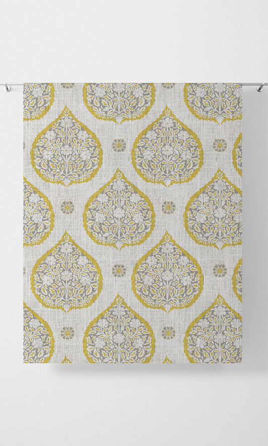 Paisley Curtain Panels (Yellow/ Gray)